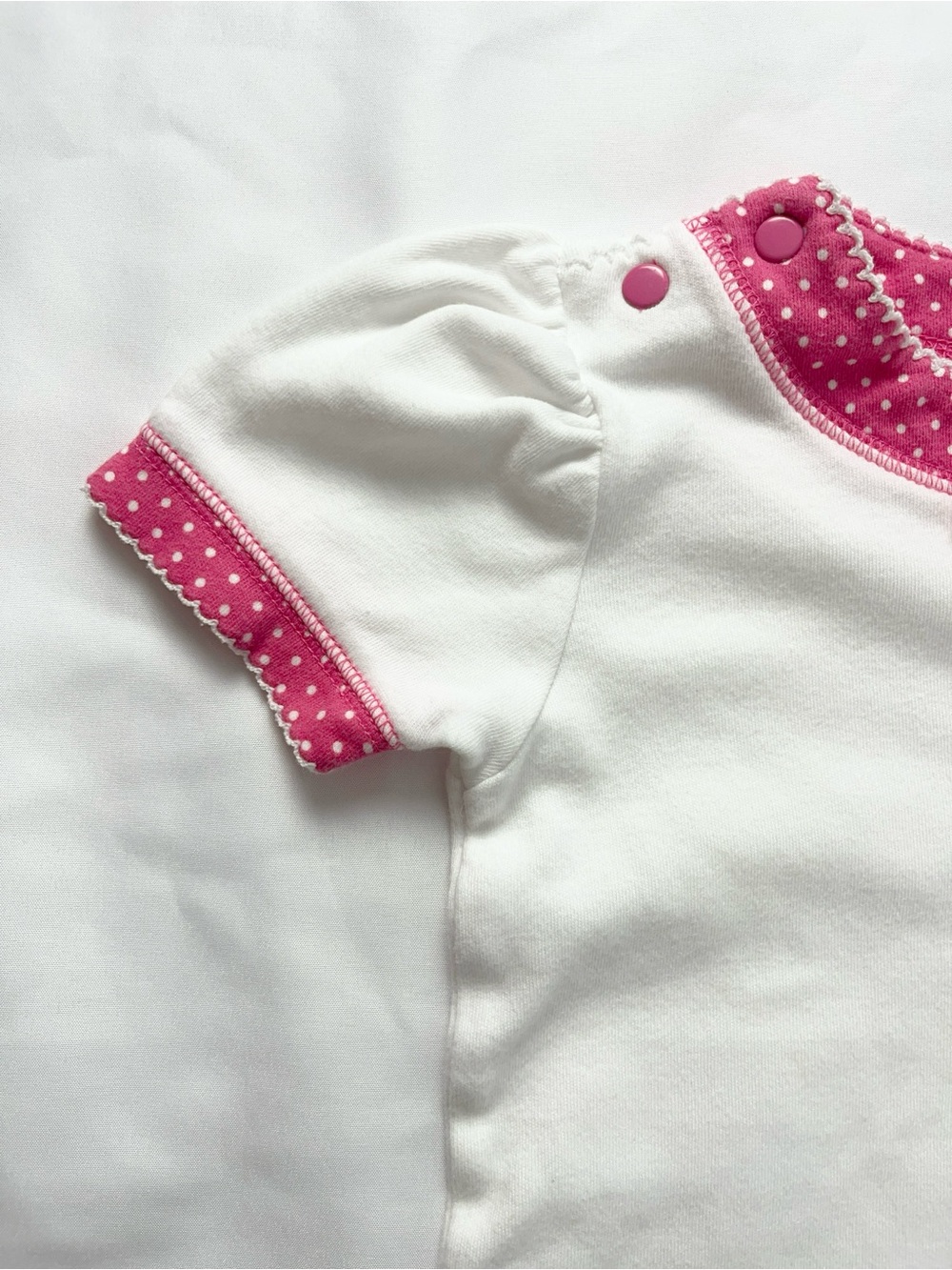 Gymboree Vintage 90s Kids Strawberry Pink White Polka Dot Puff Sleeve Top XS - Picture 5 of 13